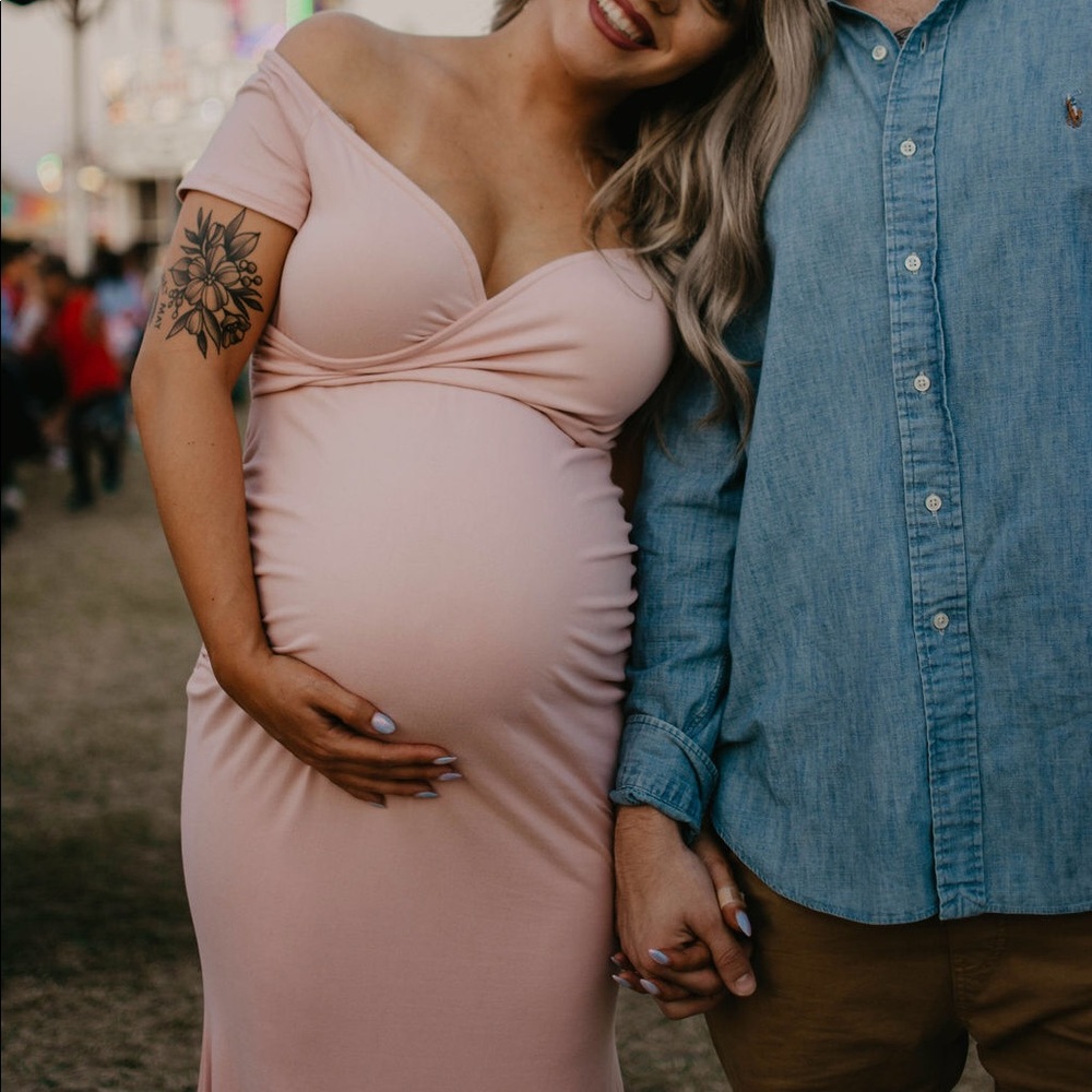 Pink Blush Maternity Photoshoot Dress